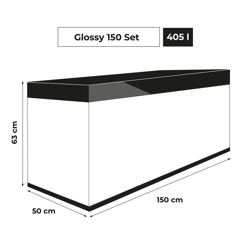 Akvarium Glossy 150 Sort 405 liter 